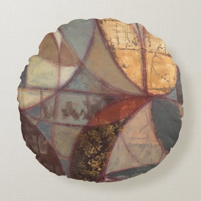 Coussins Ronds Peinture abstraite de feuille florale par le (Devant)