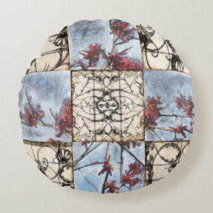 Coussins Ronds Peinture abstraite lambrissée de Scrollwork