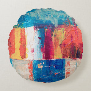 Coussins Ronds Peinture abstraite multicolore