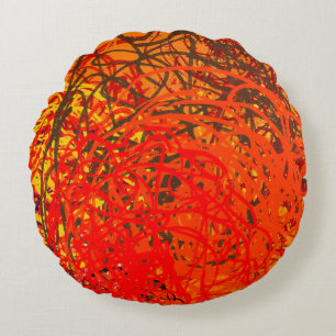 Coussins Ronds Peinture Abstraite sur toile. Art fait main. Color