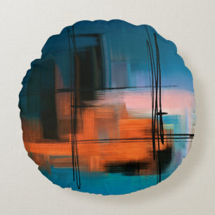 Coussins Ronds Peinture acrylique abstraite colorée. Paysage surr