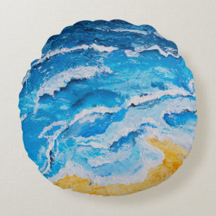 Coussins Ronds Peinture acrylique sur la mer et la plage sur le s
