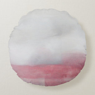 Coussins Ronds Peinture d'art Abstrait rose et gris. Art moderne