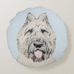 Coussins Ronds Peinture de Bouvier des Flandres - Art original de