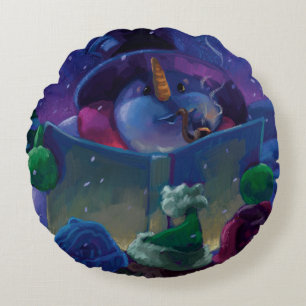 Coussins Ronds Peinture de lecture en hiver