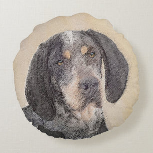 Coussins Ronds Peinture de linge bluetick - mignon chien original