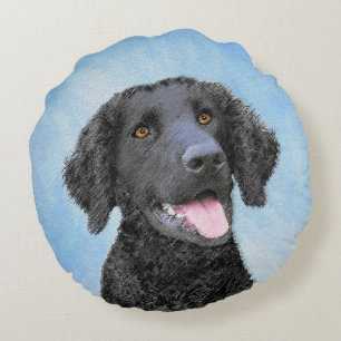 Coussins Ronds Peinture de Retriever à Poil Frisé - Art Canin Ori