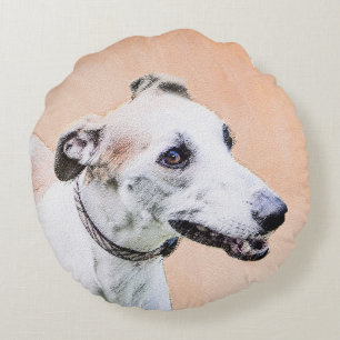 Coussins Ronds Peinture Greyhound - Cute Original Chien Art