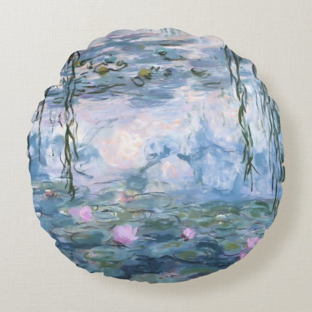 Coussins Ronds Peinture impressionniste de Claude Monet sur les n (Devant)