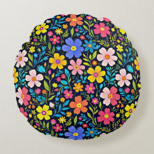 Coussins Ronds Peinture numérique florale motif fleurs