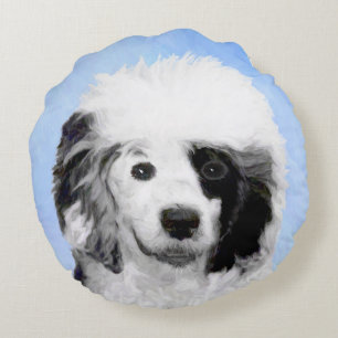 Coussins Ronds Peinture Portugaise de Chien d'Eau - Art original 