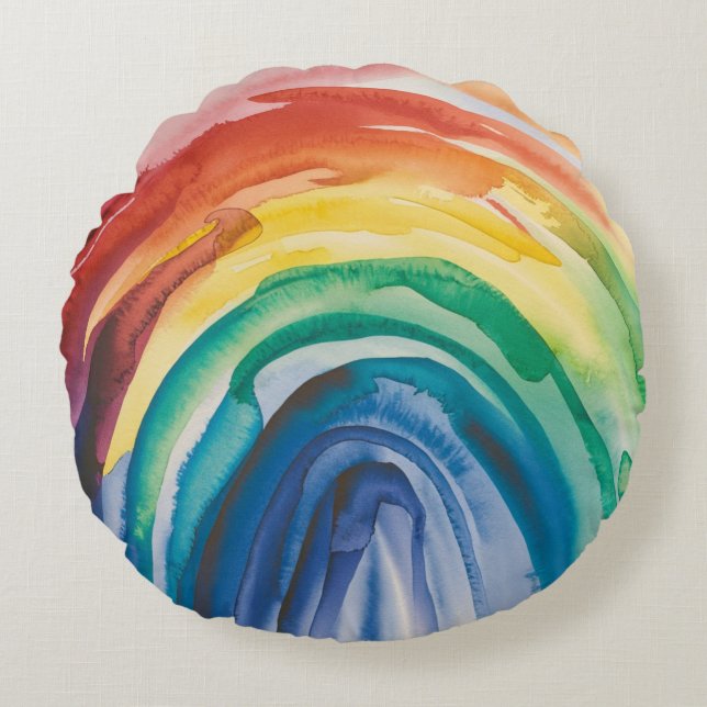 Coussins Ronds Peinture Rainbow (Devant)