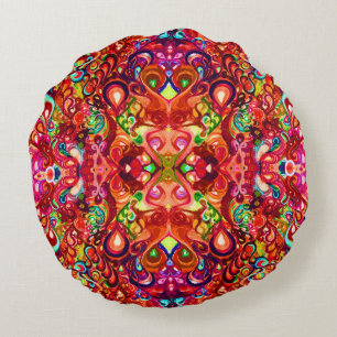 Coussins Ronds Peinture tourbillonnante abstraite colorée mignonn