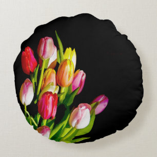 Coussins Ronds Peinture Tulip - Art Fleur original