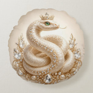 Coussins Ronds Pendentif Couronne de Serpent en Cristal Beige Art