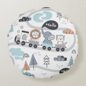 Coussins Ronds Pépinière Safari Animal Train Parade (Dos)