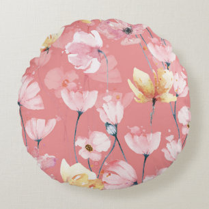 Coussins Ronds Pépites Pastel : Aquarelle Florale Sans Seamless.