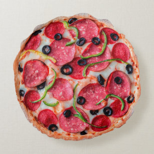 Coussins Ronds Pepperoni Pizza Imprimer double face