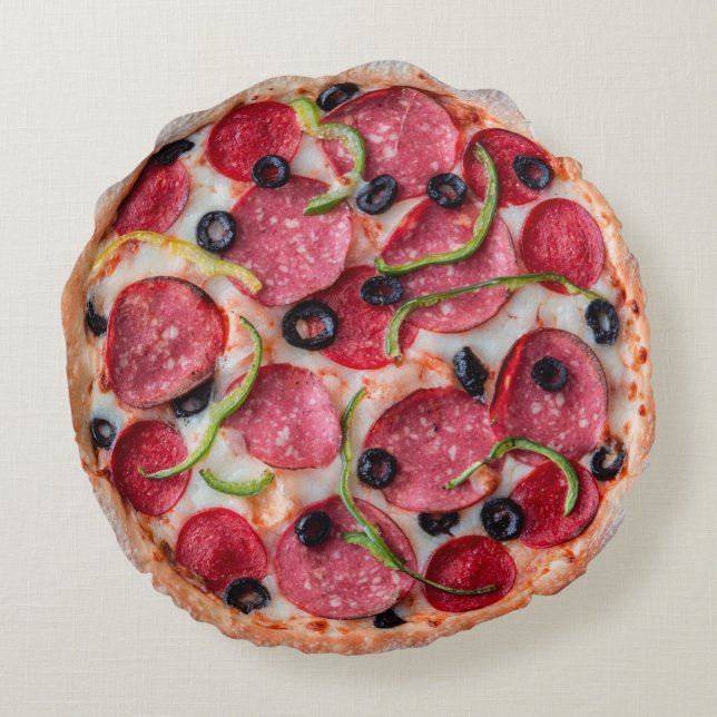 Coussins Ronds Pepperoni Pizza Imprimer double face (Dos)
