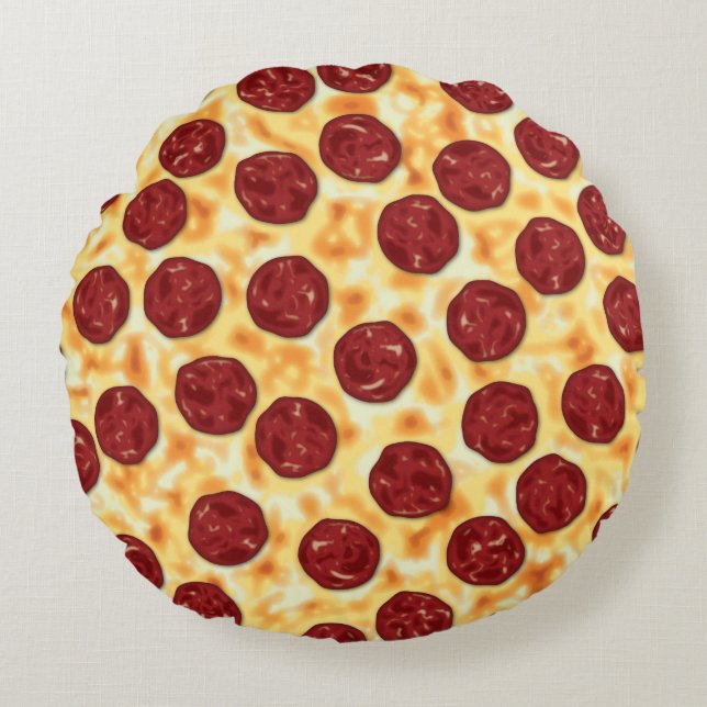 Coussins Ronds Pepperoni Pizza Motif (Devant)