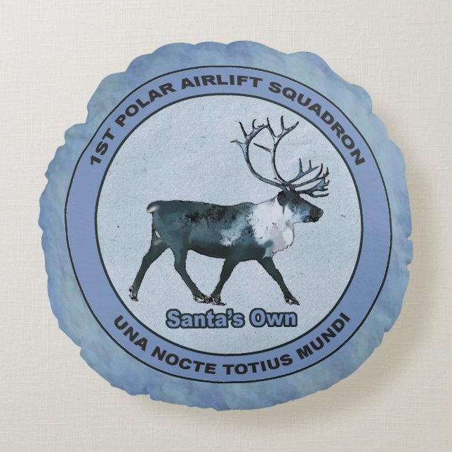 Coussins Ronds Père Noël 1er Polar Airlift Sqdn - Subduit (Devant)