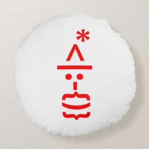 Coussins Ronds Père Noël avec Barbe Émoticône de Noël