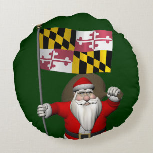 Coussins Ronds Père Noël Avec Drapeau Du Maryland