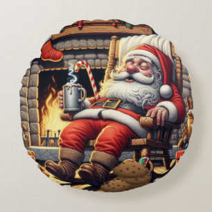 Coussins Ronds Père Noël dort Noël