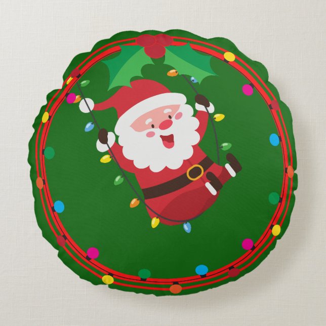 Coussins Ronds Père Noël Fun - double face (Devant)