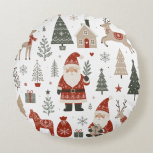 Coussins Ronds Père Noël vintage scandinave Noël Renne