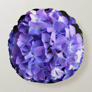 Coussins Ronds Périwinkel hydrangeas violet bleu fleur floral