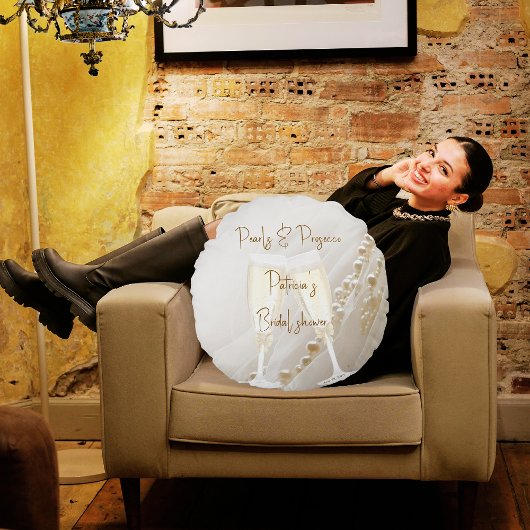Coussins Ronds Perles & Prosecco Élégante Moderne douche de marié