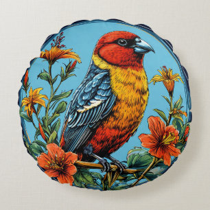 Coussins Ronds Perroquet coloré Loris Bec croisé Oiseau Faune déc