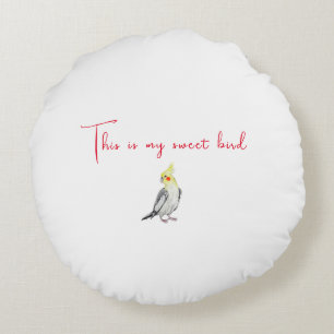 Coussins Ronds Perroquet d'aquarelle de Cockatiel mignon.