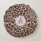 Coussins Ronds Personalized Boho Leopard Rainbow Nursery Round  (Dos)