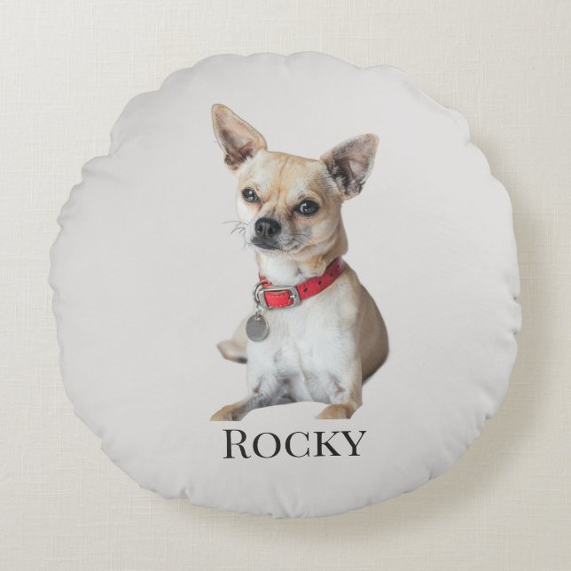Coussins Ronds Personalized Dog Photo | Custom Pet Name  (Devant)