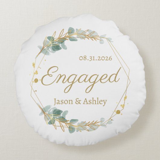 Coussins Ronds Personalized Engagement Gift Keepsake (Dos)