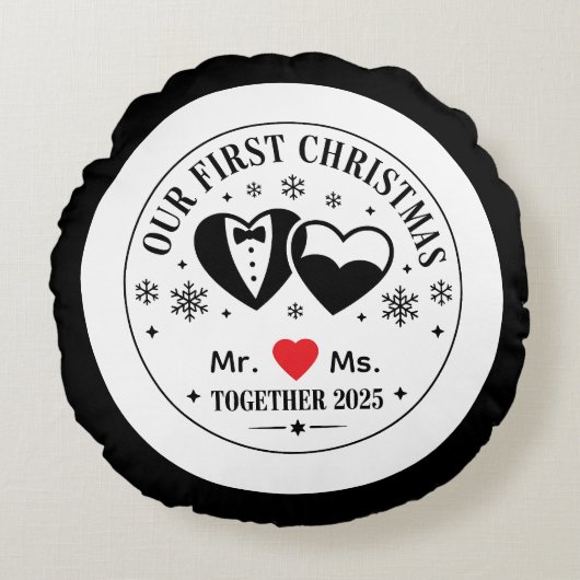Coussins Ronds Personalized Keepsake Our First Christmas Mr & Ms (Devant)