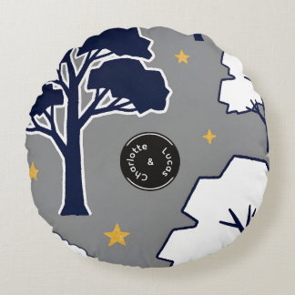 Coussins Ronds Personalized Woodland Tree and Star Round Pillow