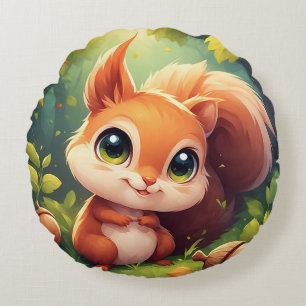 Coussins Ronds Personnage de Écureuil de Dessin Animé Adorable da