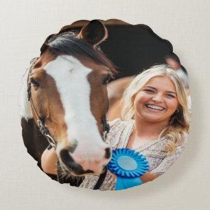 Coussins Ronds Personnalisation de photo de cheval de concours de