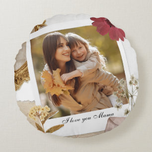 Coussins Ronds Personnalisation moderne Je t'aime Maman Photo