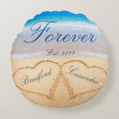 Coussins Ronds Personnalisé pour toujours | Cœurs dans le sable M (Devant)