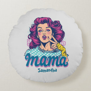 Coussins Ronds Personnalisé Retro Mama Pop Art (11)