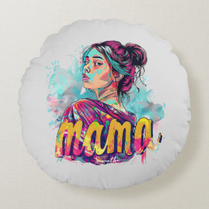 Coussins Ronds Personnalisé Retro Mama Pop Art (13)