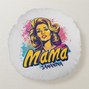 Coussins Ronds Personnalisé Retro Mama Pop Art (14)