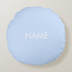 Coussins Ronds Personnaliser avec nom, texte minimaliste bleu cla