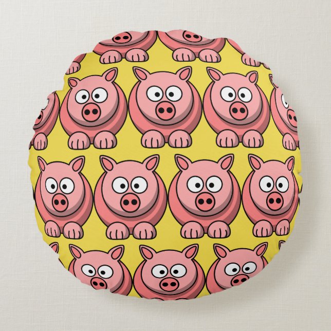 Coussins Ronds Personnaliser Cute Pig (Devant)
