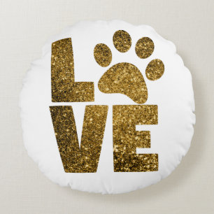 Coussins Ronds Personnaliser Golden Parties scintillant Love Text