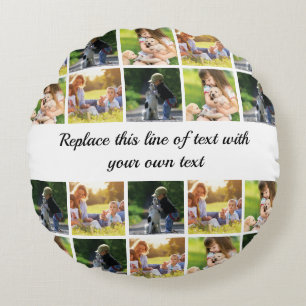 Coussins Ronds Personnaliser le collage photo et le texte